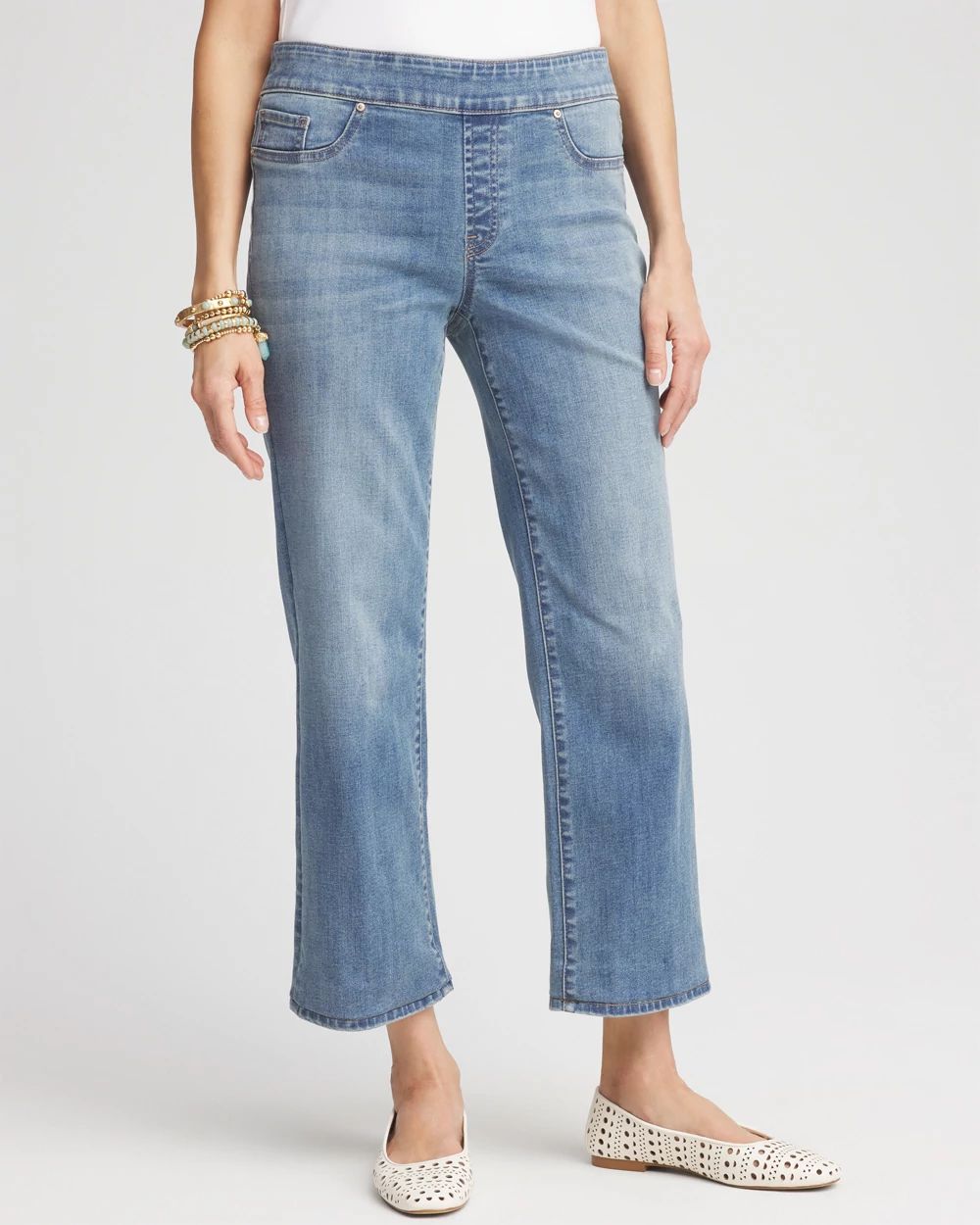 【PORTERNA】Humming Light Crop Straight Jeans Luxe Vintage High Waist Cropped Straight in Lyme | 7 For All